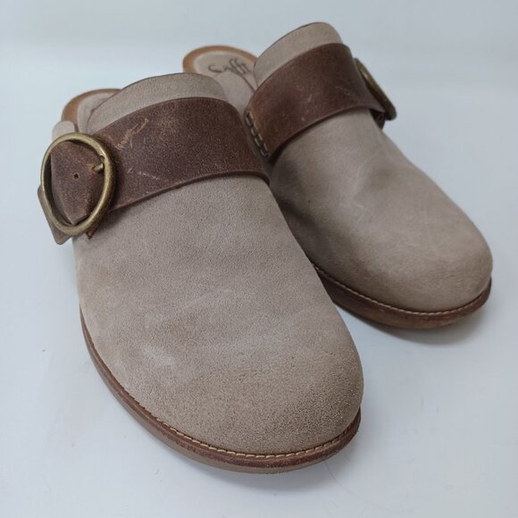 SOFFT Clog Mule Billie Slip On Slide Cashmere Suede Brown Leather Womens 9.5 - Picture 10 of 16